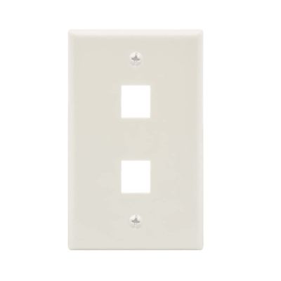 2Port Keystone Wallplate White Smooth Face