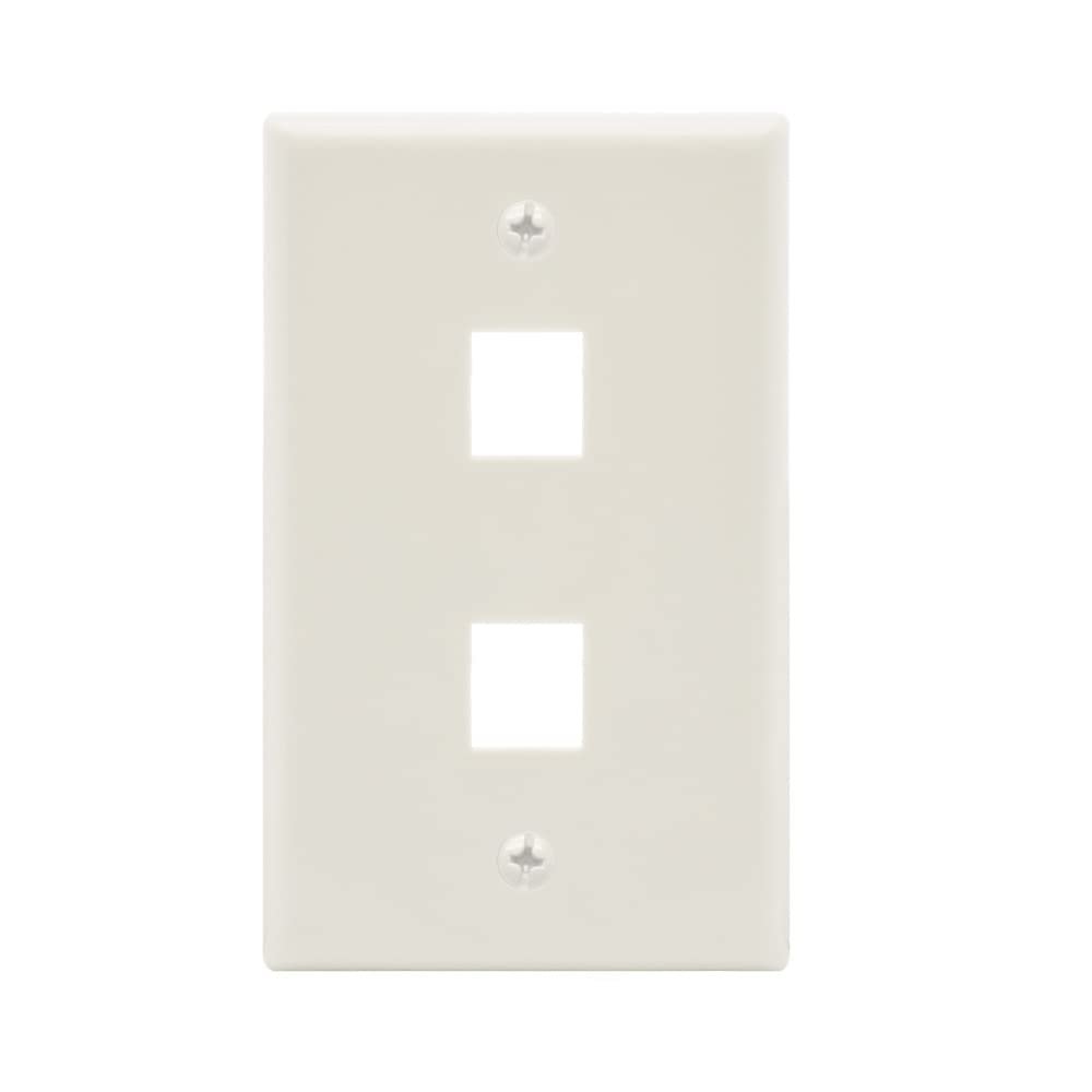 2Port Keystone Wallplate White Smooth Face
