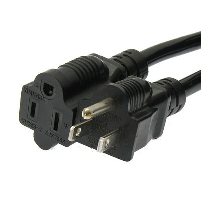 25Ft Power Cord 5-15P to 5-15R Black/SJT 16/3