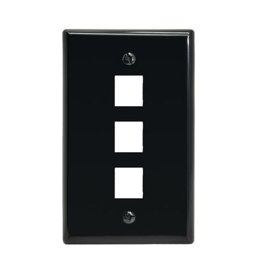 3Port Keystone Wallplate Black Smooth Face