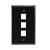 3Port Keystone Wallplate Black Smooth Face view 1