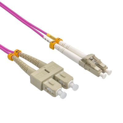 1.5m LC/UPC SC/UPC OM4 Multimoide Duplex Erika Violet Fiber Optic Patch Cable