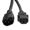 4Ft Power Extension Cord C13 to C14 Black/SJT 14/3 view 1