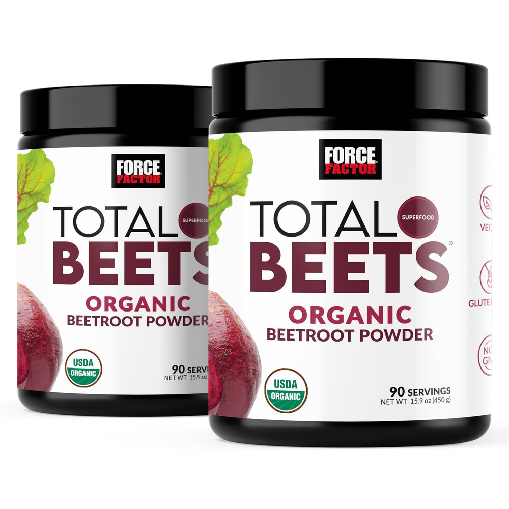 Force Factor Total Beets Organic Beetroot Powder, Superfood to Boost Daily Nutrition, USDA Organic, Vegan, Gluten-Free, and Non-GMO Beet Supplement, Unflavored, 180 Servings, 2-Pack