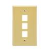 3Port Keystone Wallplate Ivory Smooth Face view 1