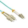 10m LC/UPC-SC/UPC OM3 Multimode Duplex OFNR 2.0mm Aqua Fiber Optic Patch Cable view 1