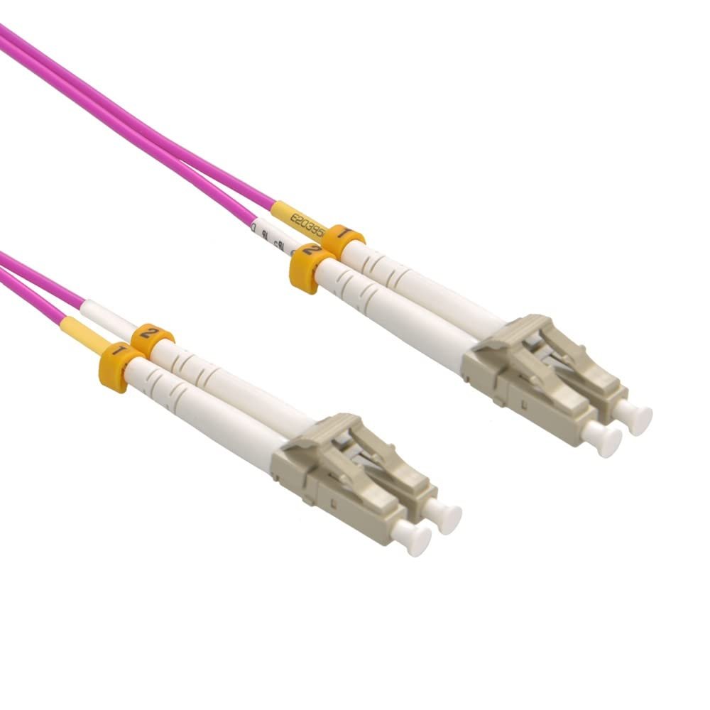 7m LC/UPC-LC/UPC OM4 Multimode Duplex OFNR Erika Violet Fiber Optic Patch Cable