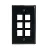 6Port Keystone Wallplate Black Smooth Face view 1