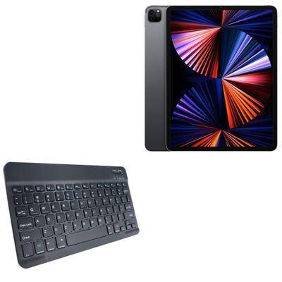 BoxWave Keyboard Compatible with Apple iPad Pro 12.9" (6th Gen 2022) - SlimKeys Bluetooth Keyboard, Portable Thin with Chiclet-Style Keys - Jet Black