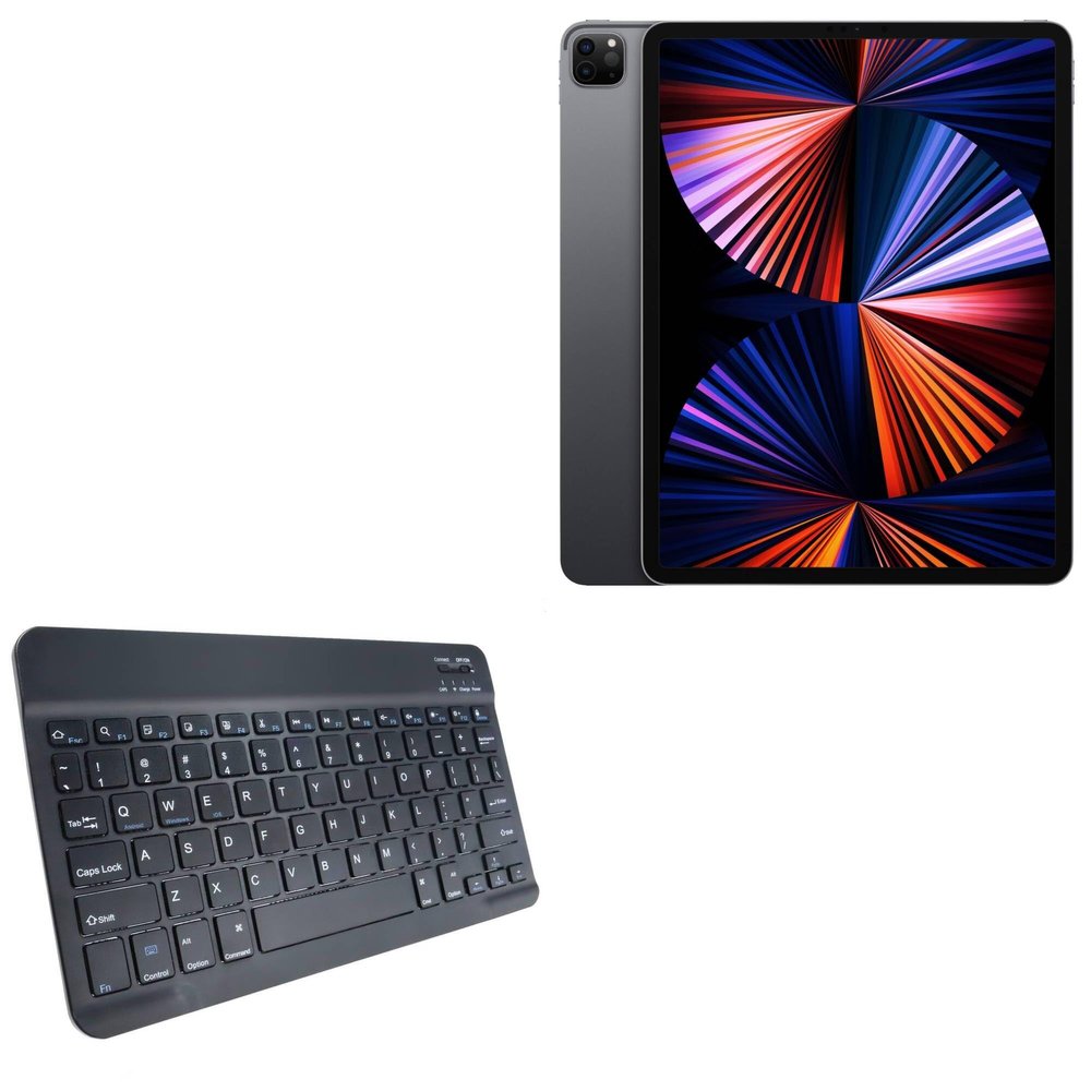 BoxWave Keyboard Compatible with Apple iPad Pro 12.9" (6th Gen 2022) - SlimKeys Bluetooth Keyboard, Portable Thin with Chiclet-Style Keys - Jet Black