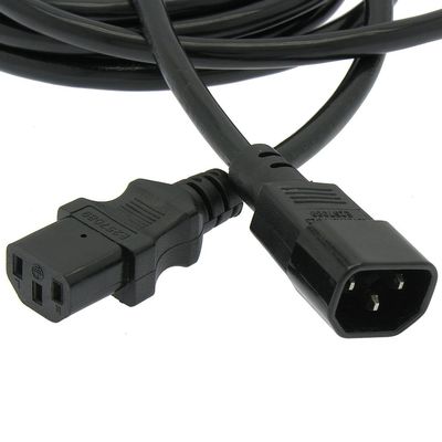 6Ft Power Extension Cord C13 to C14 Black/SJT 16/3