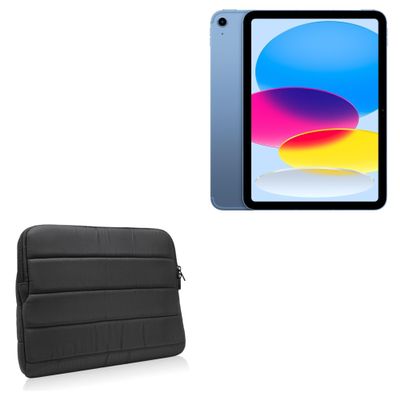 BoxWave Case Compatible with Apple iPad (10th Gen 2022) - Polar Jacket, Puffy Padded Material Zip Up Sleeve Pouch - Jet Black