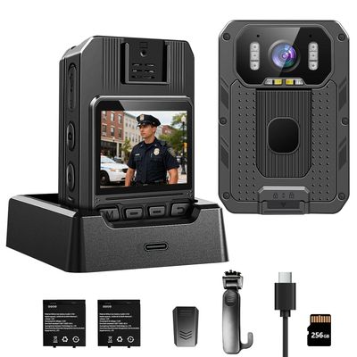 SYDYAM 4K Body Camera, 64GB Body Cam with Two 2350mAh Batteries Work 13-15H, Waterproof IP68 H.265 Video Code, Body Camera with Audio and Video Recording for Police Hiking Security Patrol