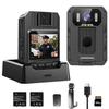 SYDYAM 4K Body Camera, 64GB Body Cam with Two 2350mAh Batteries Work 13-15H, Waterproof IP68 H.265 Video Code, Body Camera with Audio and Video Recording for Police Hiking Security Patrol view 1