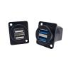 1PC D Type Metal Double-Row USB Socket Female to Female USB 2.0 3.0 Connector Panel Mounting Black(USB-2.0) view 1