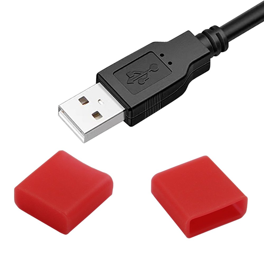 Jiozermi Silicone USB Cap Port Cover, Red, 10pcs