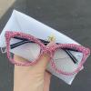Sparkling Diamond Rhinestone Reading Glasses For Women Crystal Cat Eye Blue Light Blocking Magnification Eyeglasses (pink, Magnification 2.25) view 2