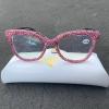Sparkling Diamond Rhinestone Reading Glasses For Women Crystal Cat Eye Blue Light Blocking Magnification Eyeglasses (pink, Magnification 2.25) view 4