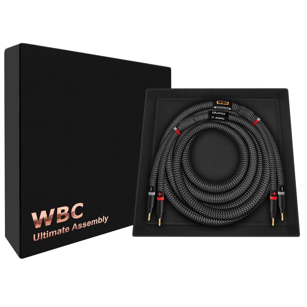 WORLDS BEST CABLES 25 Foot Ultimate - 7 AWG - Ultra-Pure OFC - Premium Audiophile HiFi Single Speaker Cable for Center Channel with Eminence Gold Banana Plugs & Carbon Tweed Jacket