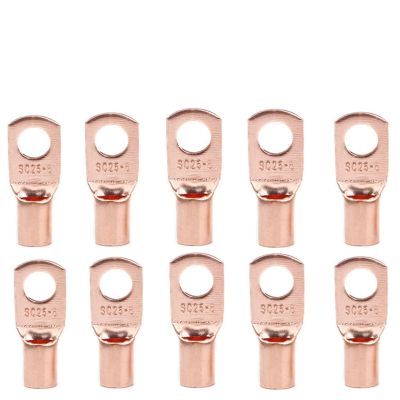 10/25/50/100pcs Type Wire Nose Terminal Copper Lug Lock up Wire Connectors Bare Cable Electric Crimp SC6 SC10 SC16 SC25 (Color : SC25-8, Size : 25pcs)