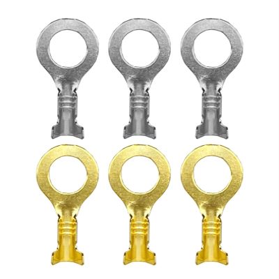 CLENEA 20/50/200 Pcs Auto Splices Lock up Round Terminal Crimping Loose Pins Wiring Plug Tab Copper Opening Nose End DJ431-3B DJ431-4B (Color : M6 Golden, Size : 50PCS)