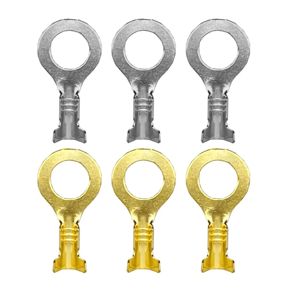CLENEA 20/50/200 Pcs Auto Splices Lock up Round Terminal Crimping Loose Pins Wiring Plug Tab Copper Opening Nose End DJ431-3B DJ431-4B (Color : M6 Golden, Size : 50PCS)