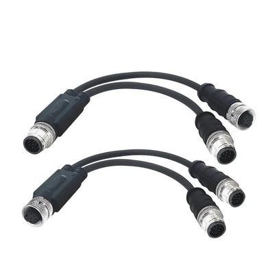 1PC M12 Cable Connector Y-Type 4 Pin Connecting Wire Splitter Industrial Grade 250V 22AWG Shielded Waterproof Connector Cable 0.5M/1M/3M/5M (Color : 1 Male to 2 Male, Size : 0.5M)