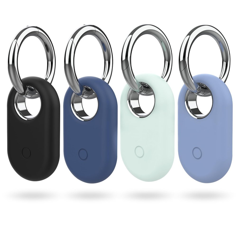 4 Pack Smarttag2 Holder Compatible with Samsung Galaxy SmartTag2, Soft Silicone Case All-Round Protection Against Scratch and Drop, with Keychain Suitable for Keys, Bags, Luggage, and Valuables