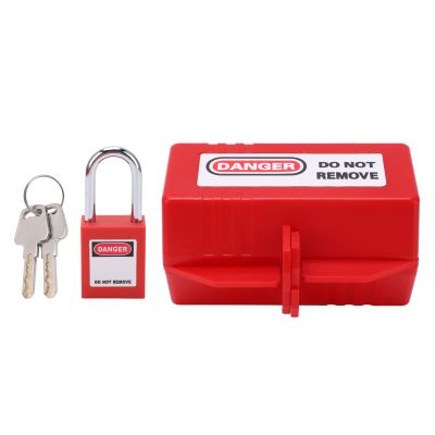 Electrical Lockout Tagout Kit with 38mm/1 5in Longer Padlock and Large Size Polypropylene Plug Lockout Device, Plug Lock for Lockout Tagout, Electrical Outlets Plug Insulation Lock(M)