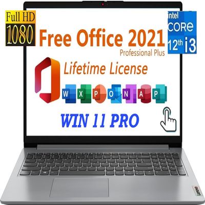 Lenovo Newest Ideapad 1i Laptop for Business & Student,15.6" FHD Touchscreen, Intel Core i3-1215U, Windows 11 Pro, with Lifetime Office 2021,Type C,Cloud Gray (16GB RAM | 256GB SSD)