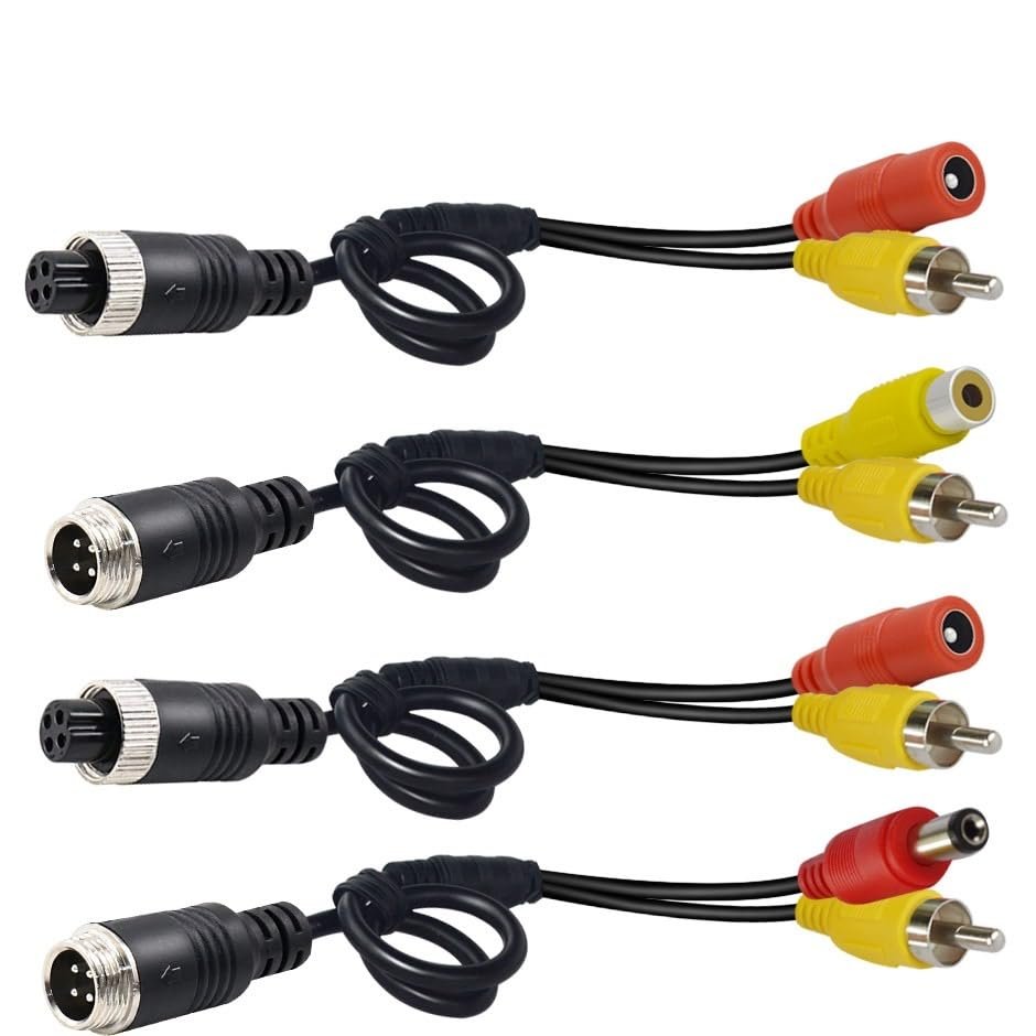 GatherTOOL 4Pieces 4-Pin Aviation Head Male/Female to RCA Male DC Male Extension Cable Adapter Converter for Security DVR CCTV Camera (Color : NO.6(4PCS))