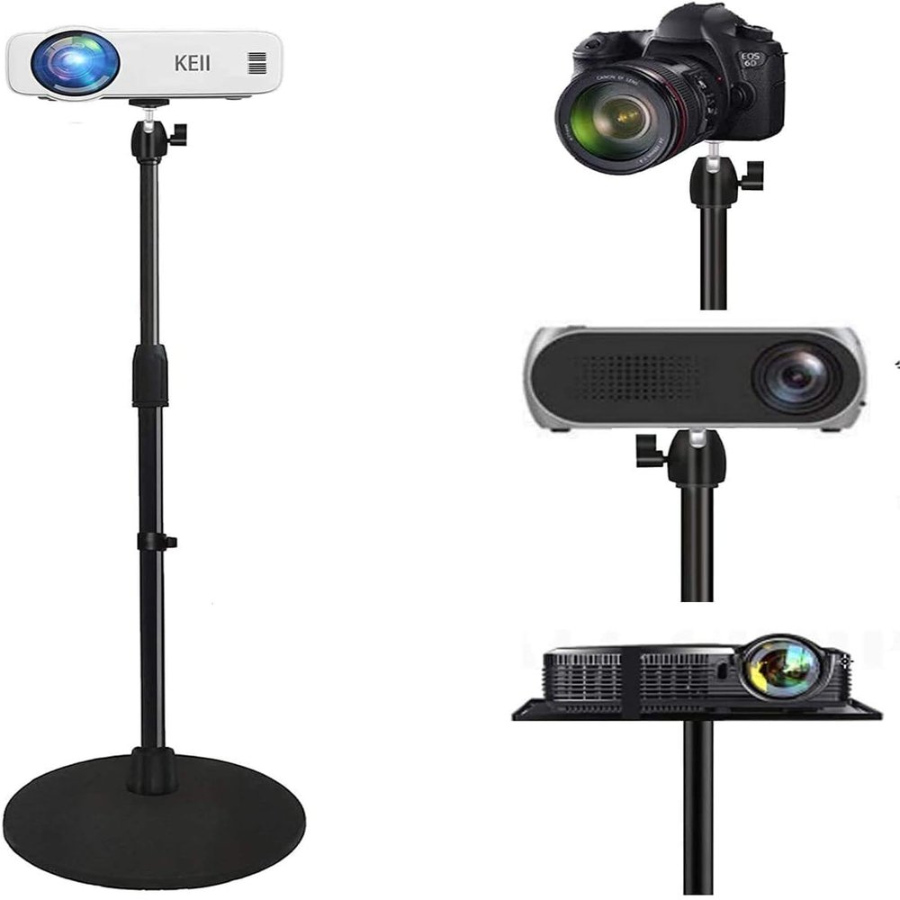 Mini projector Mount stand, Stable Projector Floor Stand beside sofa bedside, height adjustable 31-62 inches, upgraded and reinforced chassis,applicable to projector tray holder,digital cameras
