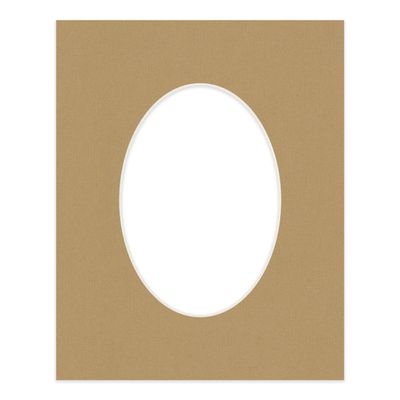 CountryArtHouse Rattan Beige Acid Free 8x10 Oval Picture Frame Mat with White Core Bevel Cut for 5x7 Pictures - Fits 8x10 Frame - Pack of 1 Matboard Show Kit with Acid Free Backing & Clear Bag