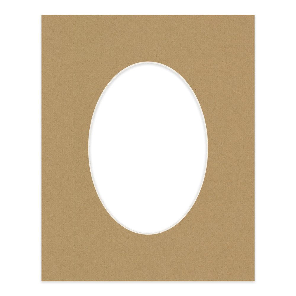 CountryArtHouse Rattan Beige Acid Free 8x10 Oval Picture Frame Mat with White Core Bevel Cut for 5x7 Pictures - Fits 8x10 Frame - Pack of 1 Matboard Show Kit with Acid Free Backing & Clear Bag