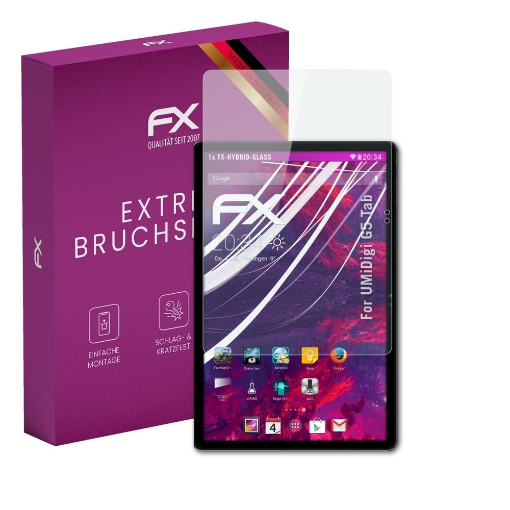 atFoliX Plastic Glass Protective Film compatible with UMiDigi G5 Tab, 9H Hybrid-Glass FX Screen Protector