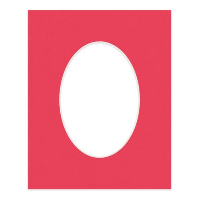 CountryArtHouse Cardinal Red Acid Free 8x10 Oval Picture Frame Mat with White Core Bevel Cut for 5x7 Pictures - Fits 8x10 Frame - Pack of 1 Matboard Show Kit with Acid Free Backing & Clear Bag