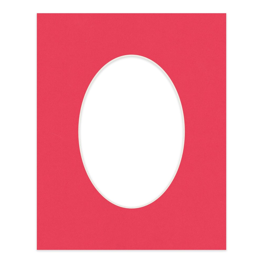 CountryArtHouse Cardinal Red Acid Free 8x10 Oval Picture Frame Mat with White Core Bevel Cut for 5x7 Pictures - Fits 8x10 Frame - Pack of 1 Matboard Show Kit with Acid Free Backing & Clear Bag