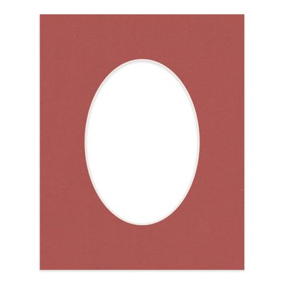 CountryArtHouse Brick Red Acid Free 8x10 Oval Picture Frame Mat with White Core Bevel Cut for 5x7 Pictures - Fits 8x10 Frame - Pack of 1 Matboard Show Kit with Acid Free Backing & Clear Bag