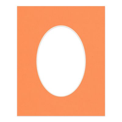 CountryArtHouse Orange Acid Free 8x10 Oval Picture Frame Mat with White Core Bevel Cut for 5x7 Pictures - Fits 8x10 Frame - Pack of 1 Matboard Show Kit with Acid Free Backing & Clear Bag
