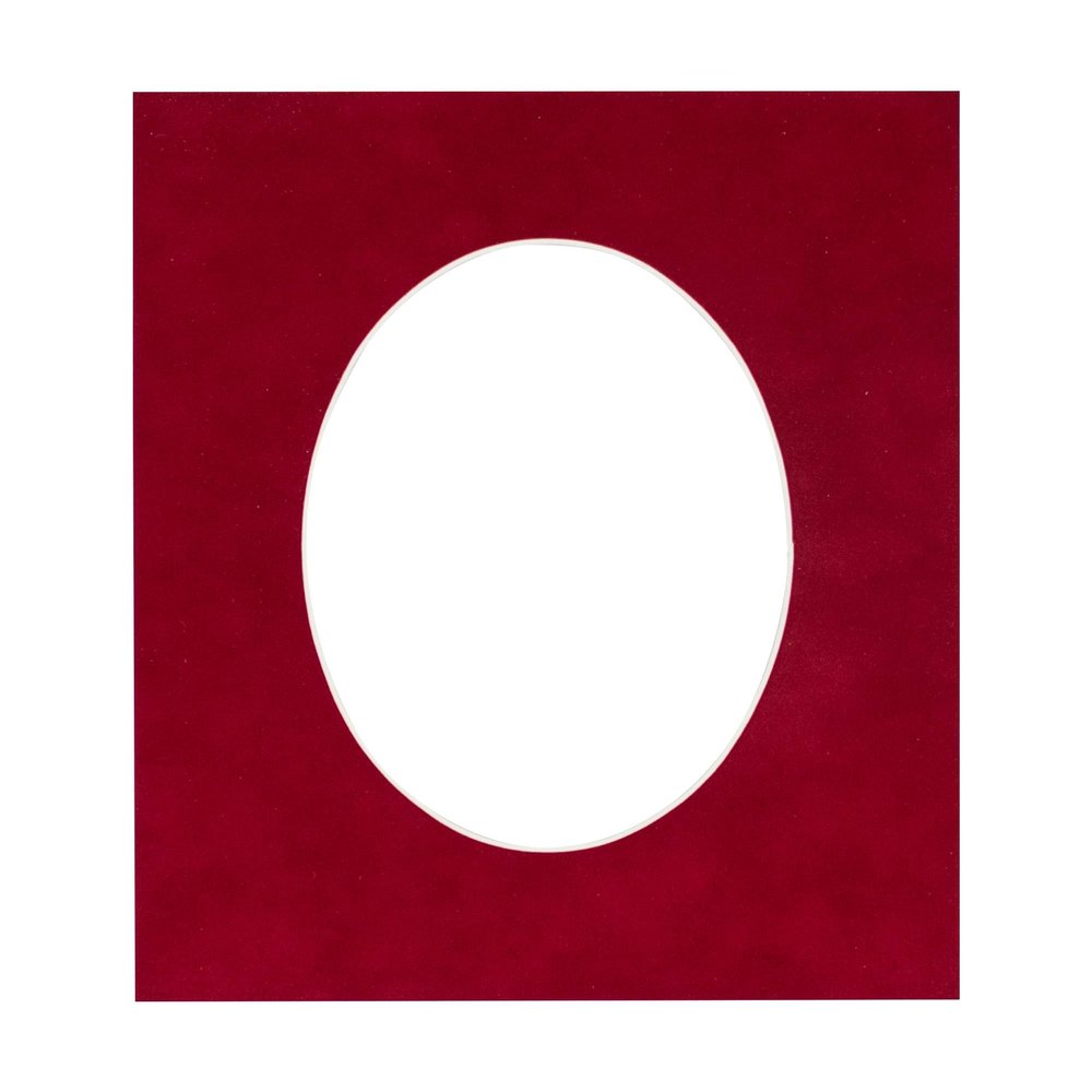Bright Red Suede Acid Free 28x40 Oval Picture Frame Mat with White Core Bevel Cut for 24x36 Pictures - Fits 28x40 Frame - Pack of 1 Matboard Show Kit With Acid Free Backing & Clear Bag