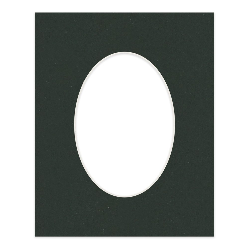 CountryArtHouse Textured Black Acid Free 8x10 Oval Picture Frame Mat with White Core Bevel Cut for 5x7 Pictures - Fits 8x10 Frame - Pack of 1 Matboard Show Kit with Acid Free Backing & Clear Bag