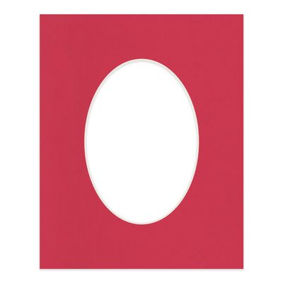CountryArtHouse Deep Red Acid Free 8x10 Oval Picture Frame Mat with White Core Bevel Cut for 5x7 Pictures - Fits 8x10 Frame - Pack of 1 Matboard Show Kit with Acid Free Backing & Clear Bag