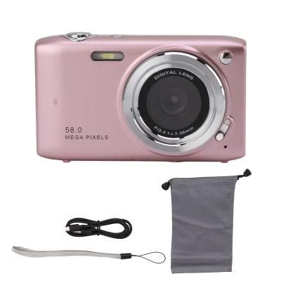 Teens 58MP HD 4K Digital Camera 2.88 Inch Compact Camera (Pink)
