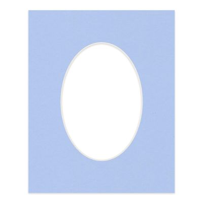 CountryArtHouse Baby Blue Acid Free 8x10 Oval Picture Frame Mat with White Core Bevel Cut for 5x7 Pictures - Fits 8x10 Frame - Pack of 1 Matboard Show Kit with Acid Free Backing & Clear Bag