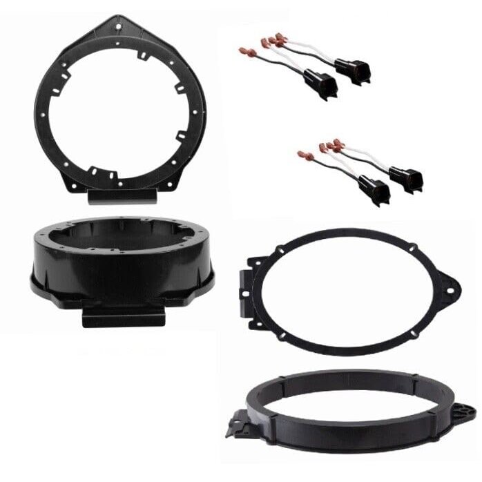 6.5"/6.75" Front and 6x9" Rear Door Speaker Install Bracket Mount Plates + Wire Harness Made for 2010 2011 2012 2013 2014 2015 Chevrolet Camaro
