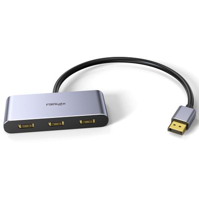3 Port DisplayPort 1.4 Splitter - DisplayPort MST Hub Monitor Splitter, Supports Single 8K, Dual 4K 120Hz, 60Hz and 1080p 60Hz - Windows Only