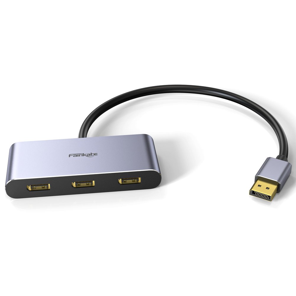 3 Port DisplayPort 1.4 Splitter - DisplayPort MST Hub Monitor Splitter, Supports Single 8K, Dual 4K 120Hz, 60Hz and 1080p 60Hz - Windows Only