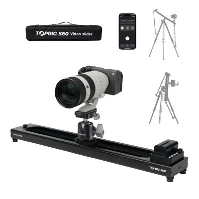 Accsoon Toprig 24inch Motorized Camera Slider, Wireless Control DSLR Video Slider with Button/APP Control, Time-Lapse/Loop Mode, Speed Knob, 120 Panoramic Shooting, Compatible with GoPro, Camera