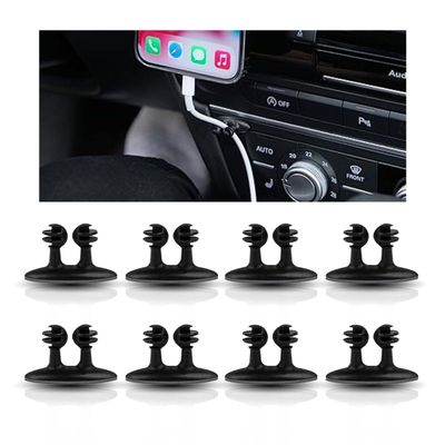 8PCS Car Cable Clips USB Cable Line Clip Holder for Car, Durable Strong Adhesive Cord Cable Holder Wire Organizer, Cord Organizer Cable Management Wire Holders for Cords (8)