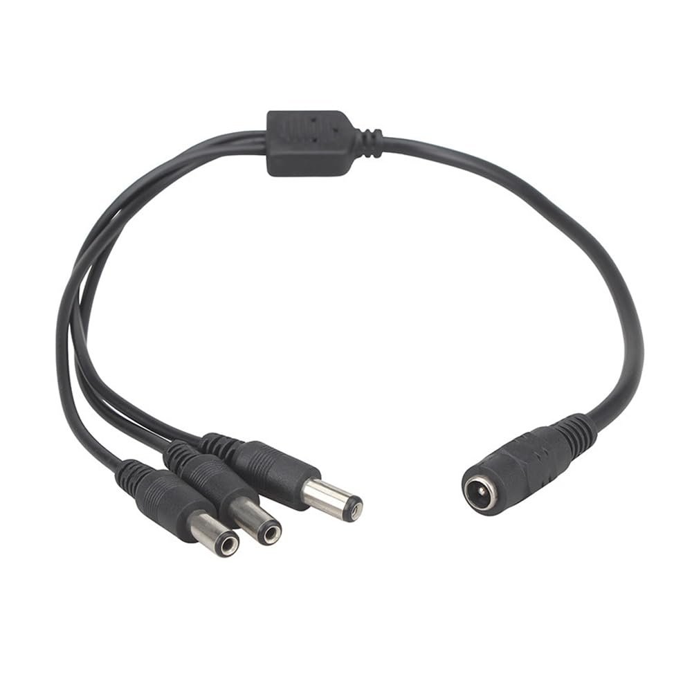 DC Power Y Splitter Cable DC5.5mm X 2.1mm Splitter Cable Adapter DC 1 Female to 3 Male Output Power Splitter Cable for CCTV Security Cameras and LED Strip Lights